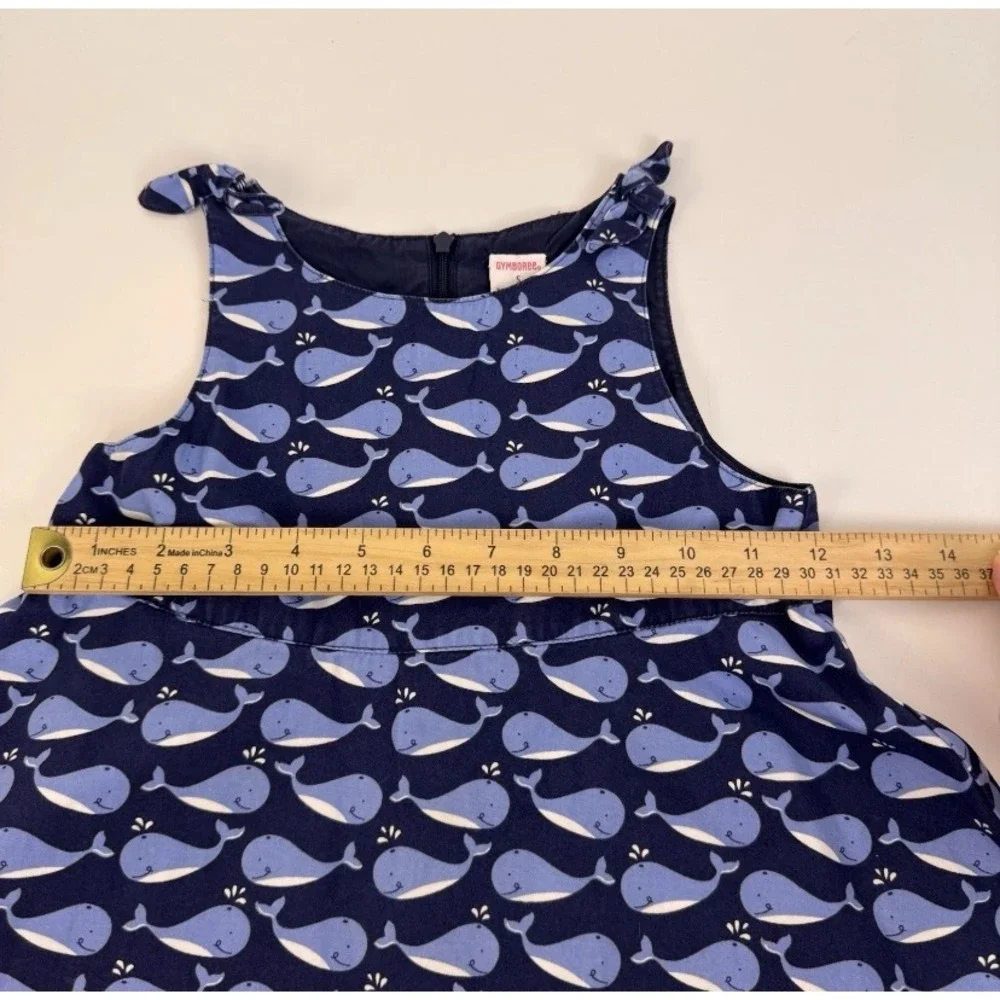 Gymboree Whale Print Dress Girls Size 5 Navy Blue Cotton Sleeveless Vintage 2003